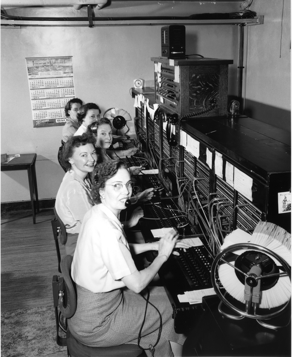 Photograph of telephone operators, 1952, from the Seattle Municipal Archives
